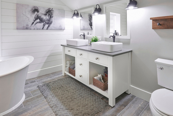 Custom white bathroom vanity